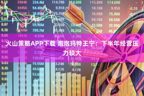 火山策略APP下载 泡泡玛特王宁：下半年经营压力较大